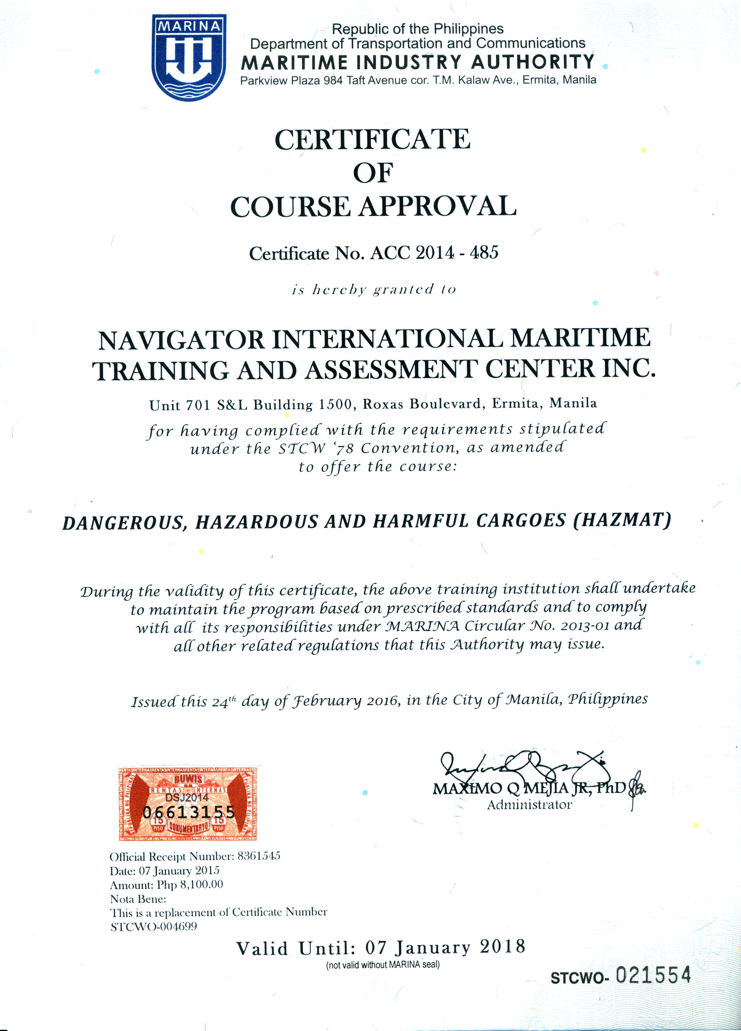 Dangerous, Hazardous and harmful cargoes (HAZMAT)