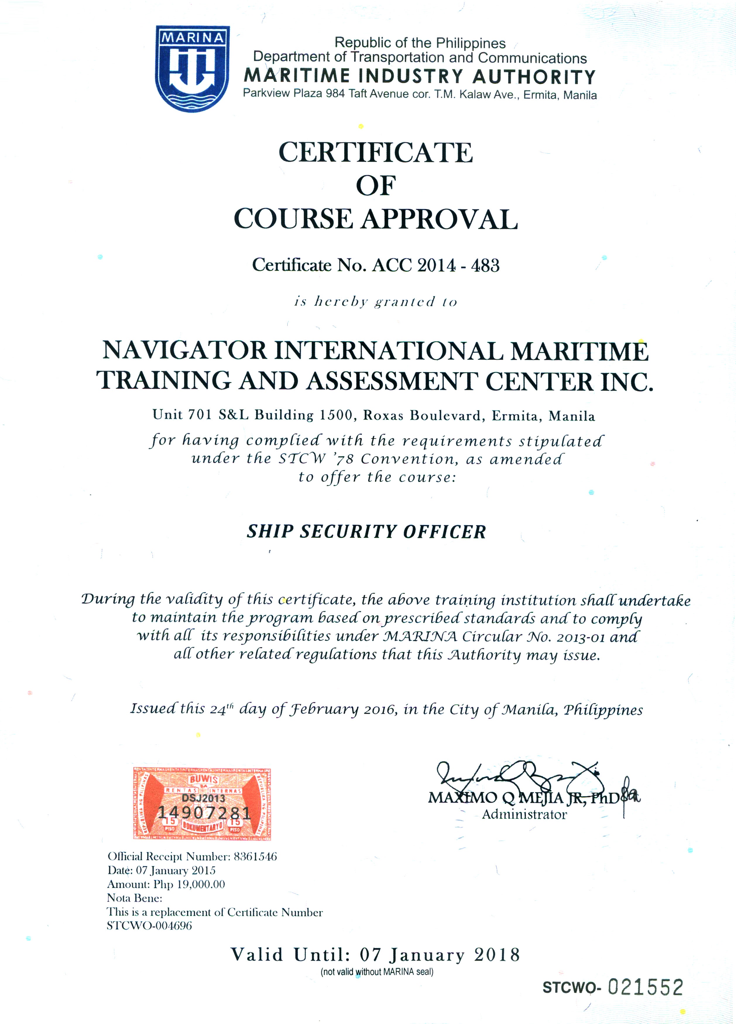 Ship Security Officer (SSO)